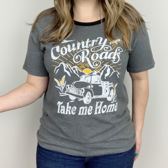 Country Roads Take Me Home Graphic Tee S L Gray - Picture 3 of 8